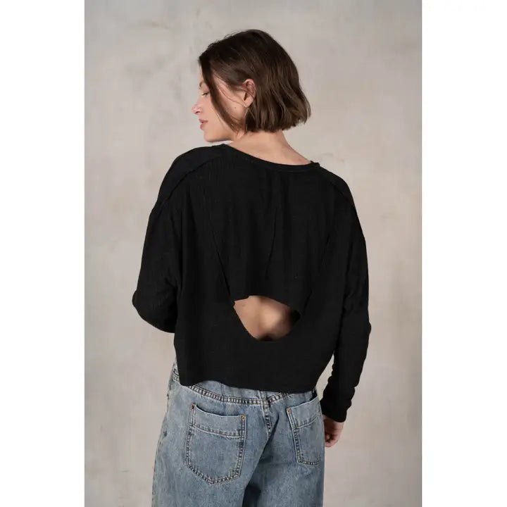 Super Soft Open Back Jersey Pullover