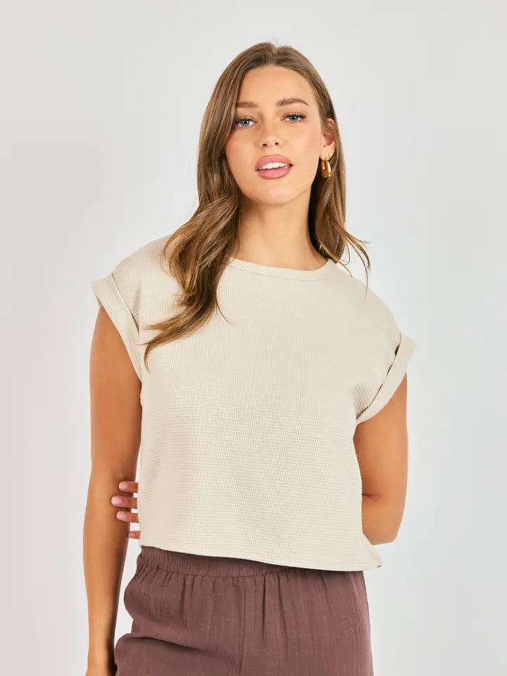 Sadie & Sage Locket Cuffed Sleeve Tee