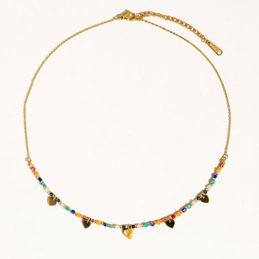 Archie 18K Gold Beaded Heart Necklace