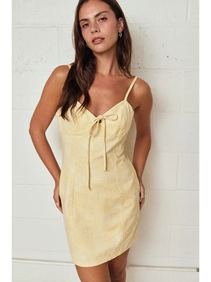 Printed Tie Front Mini Dress