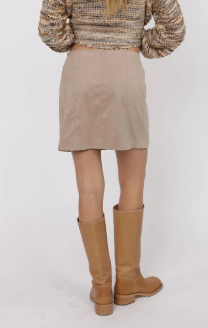 Sage the Label Kisses Faux Suede Seamed Mini Skirt