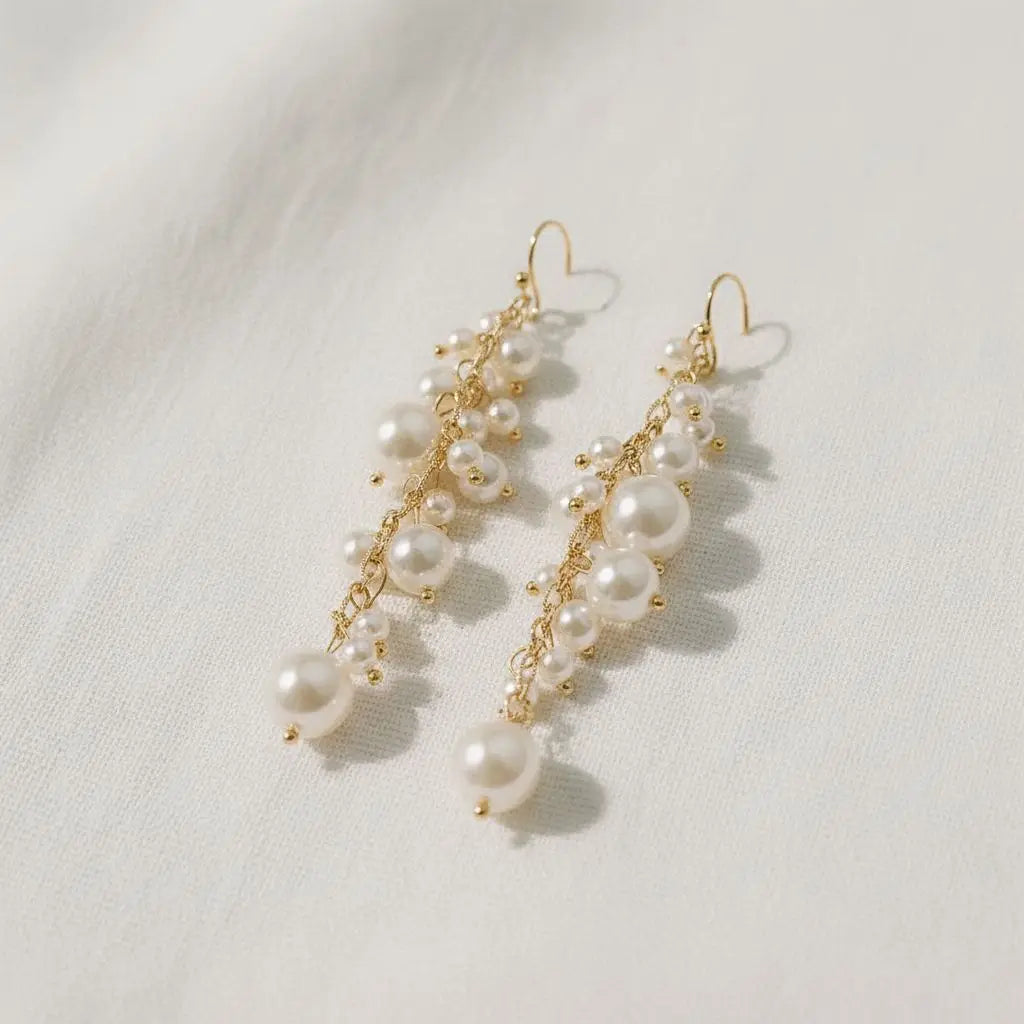 Elegant Long Pearl Drop Earrings