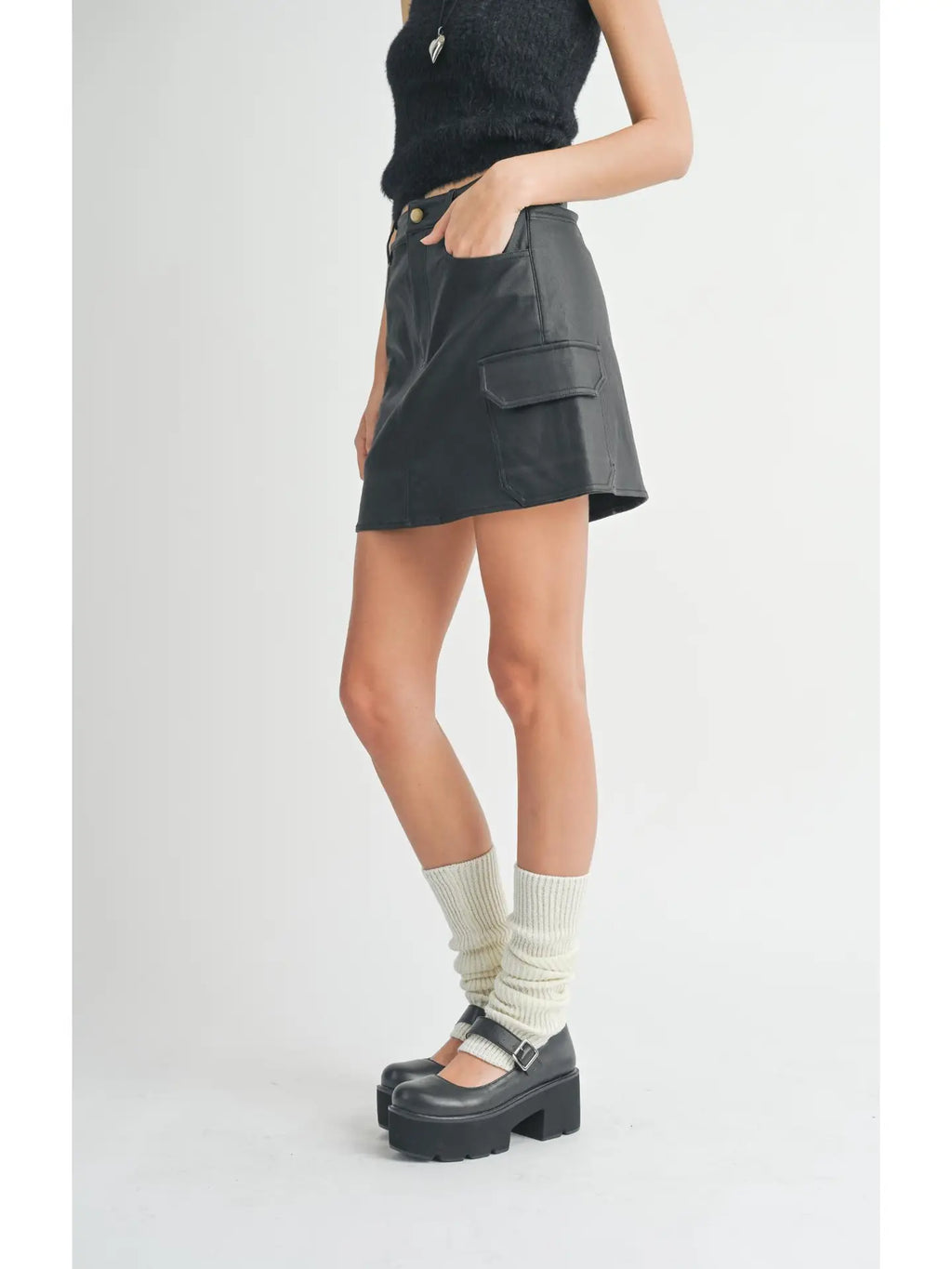 Sadie & Sage Girl On Top Coated Mini Skirt