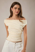 OFF THE SHOULDER TOP WITH RUCHING