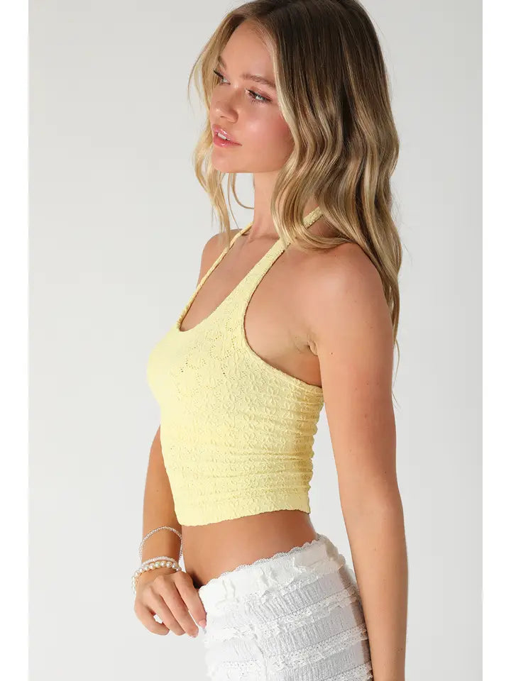 NikiBiki Floral Lace Halter Crop Top
