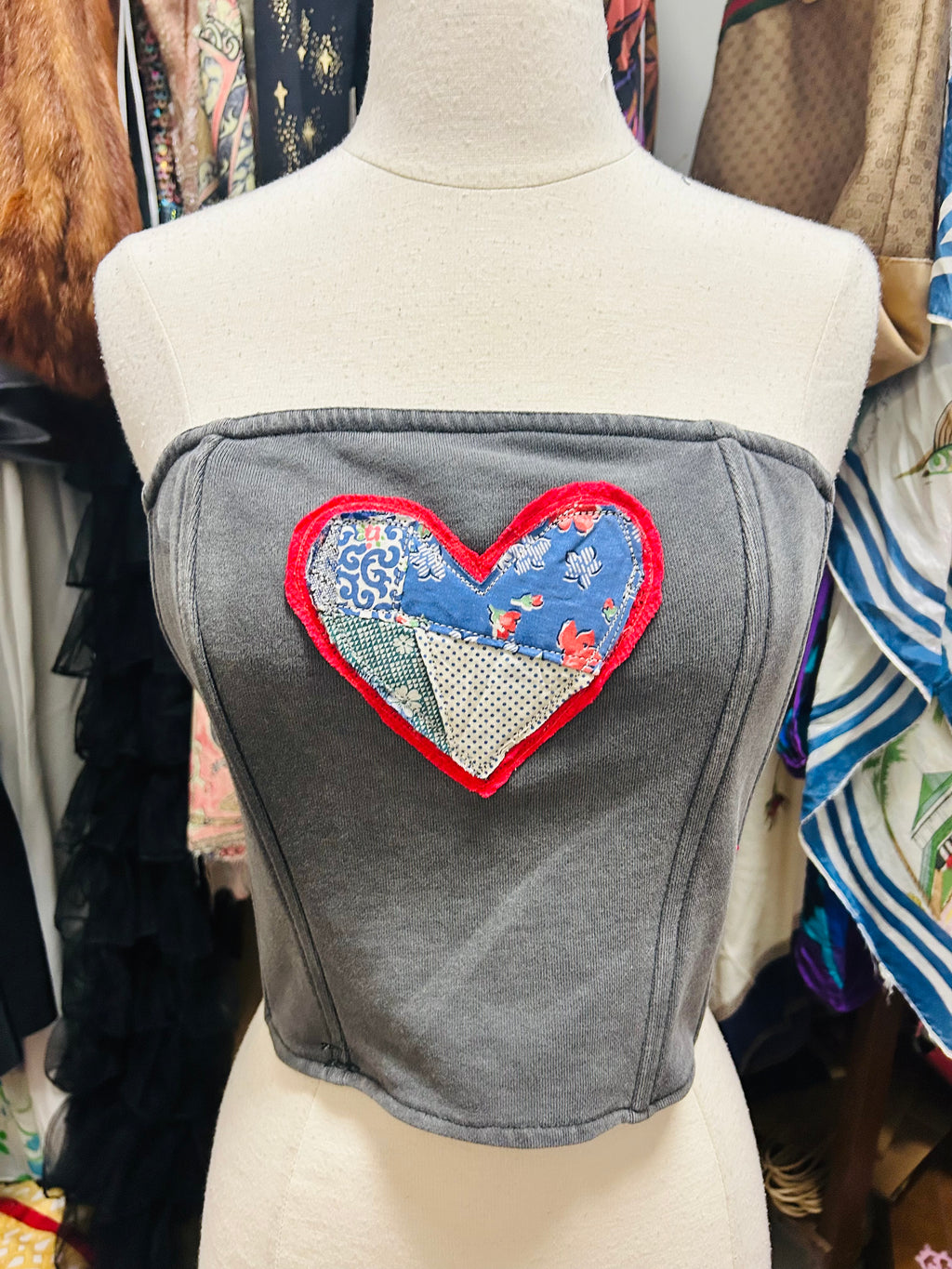OOAK Distressed Patchwork Tube Top