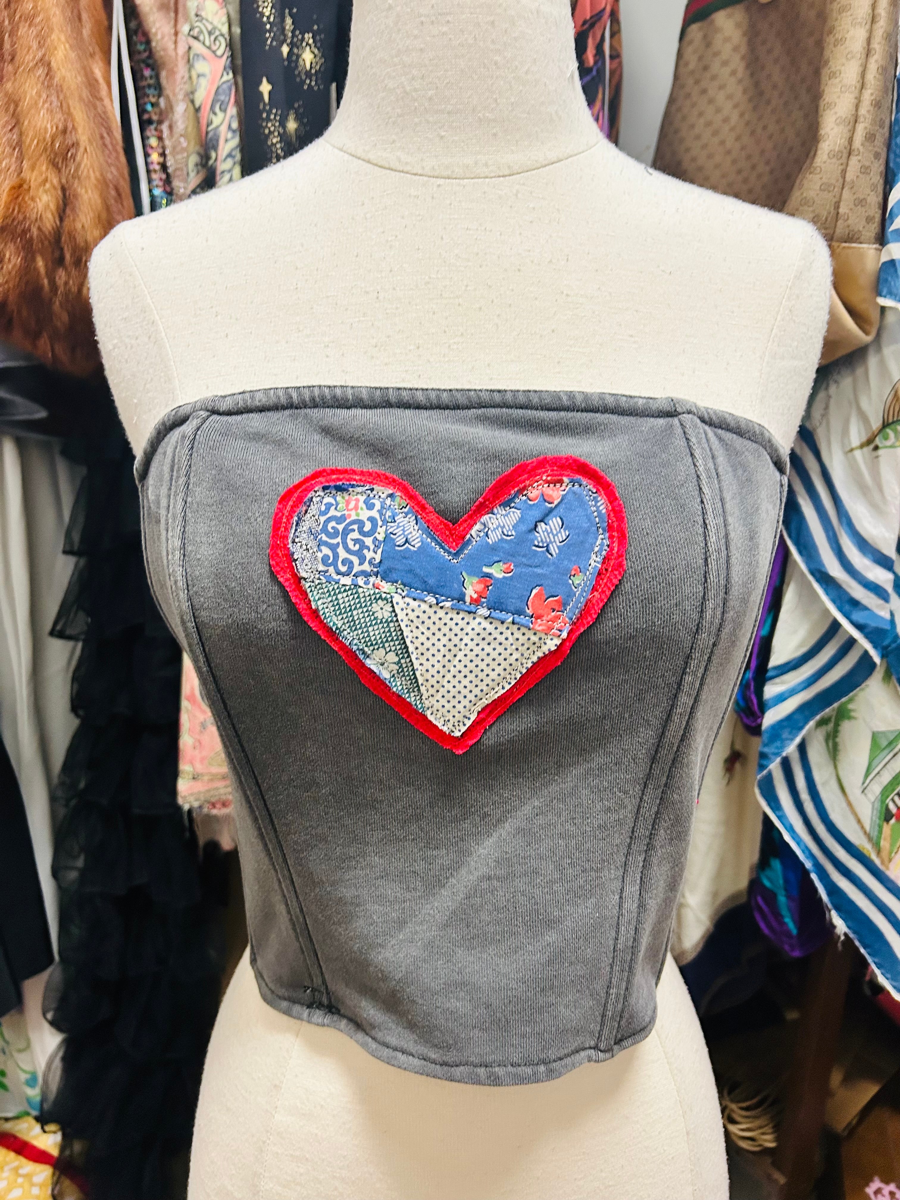 OOAK Distressed Patchwork Tube Top