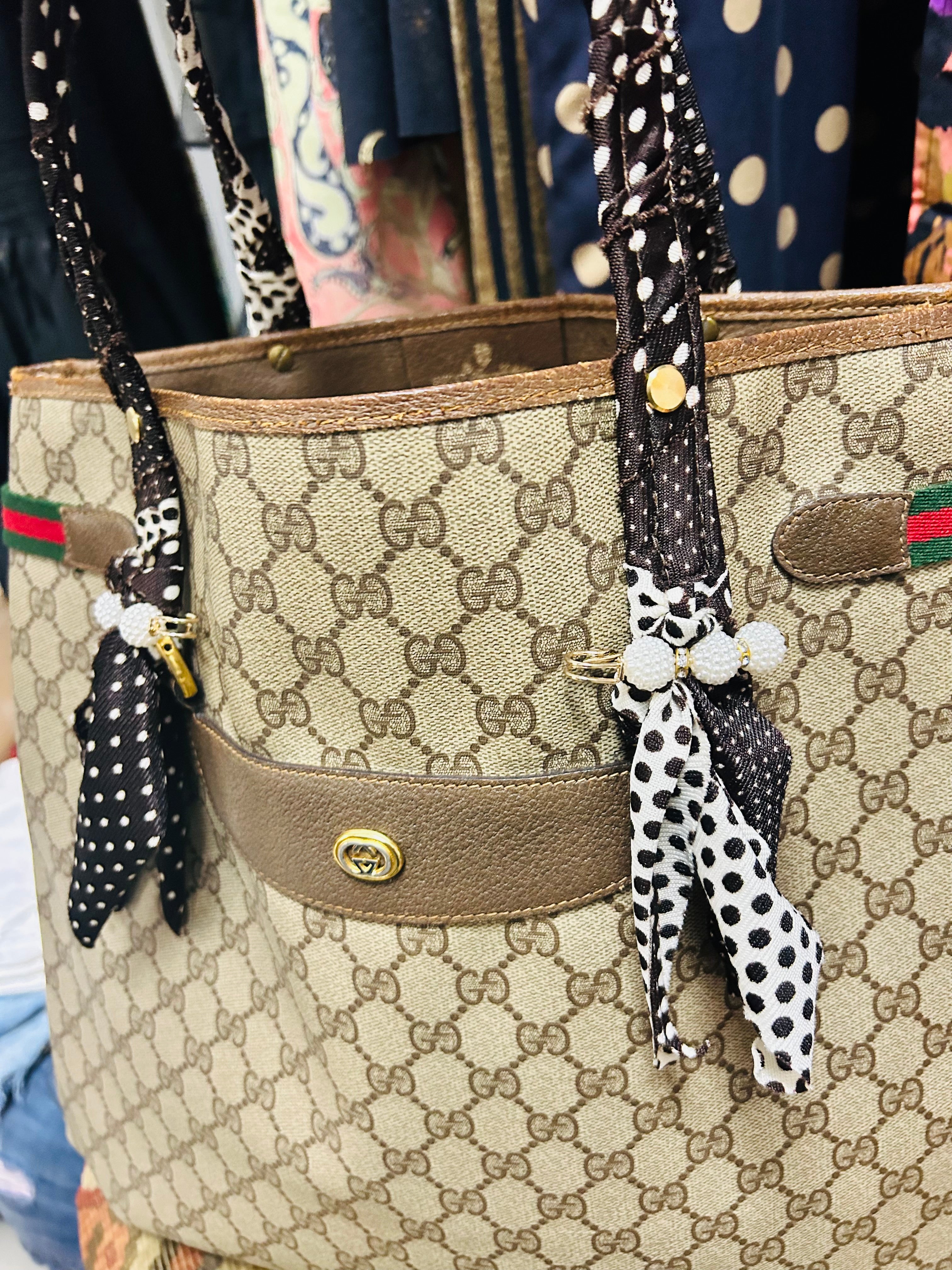 OOAK Authentic Vintage Supreme Gucci Bag with scarf-wrapped handles