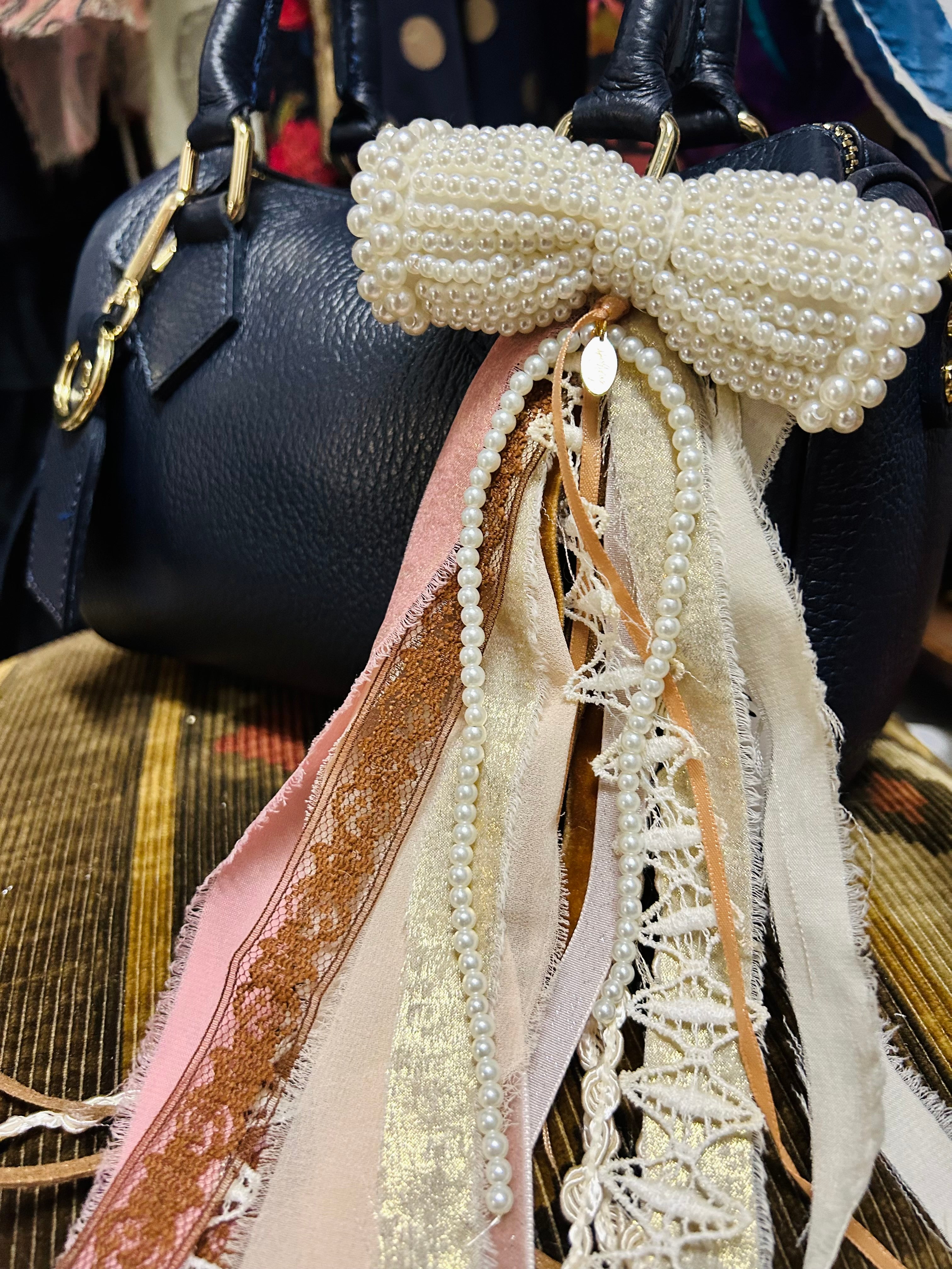 OOAK Pearl Bow Purse/Boot Charm