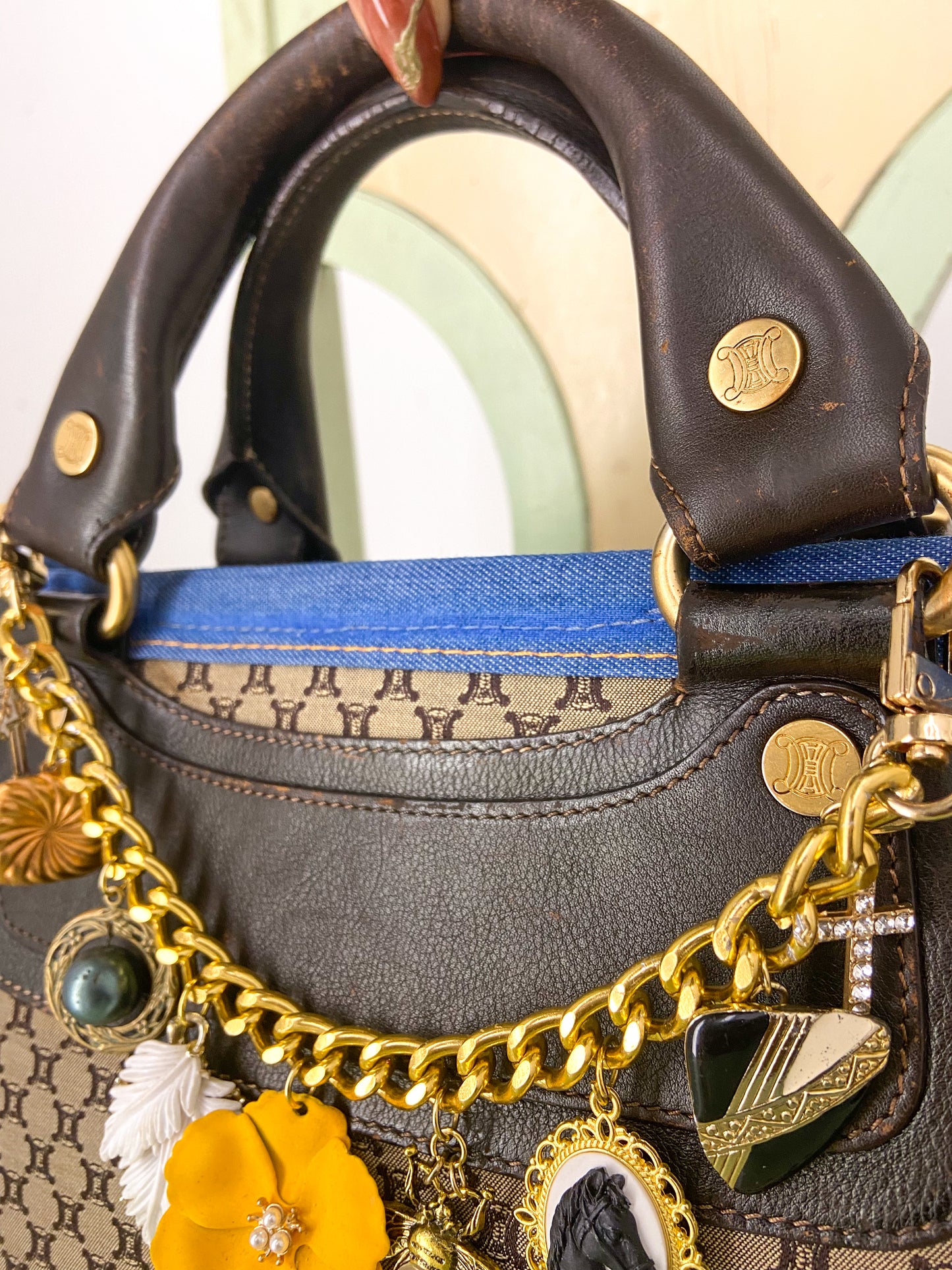 OOAK Vintage Celine Denim Trim Purse