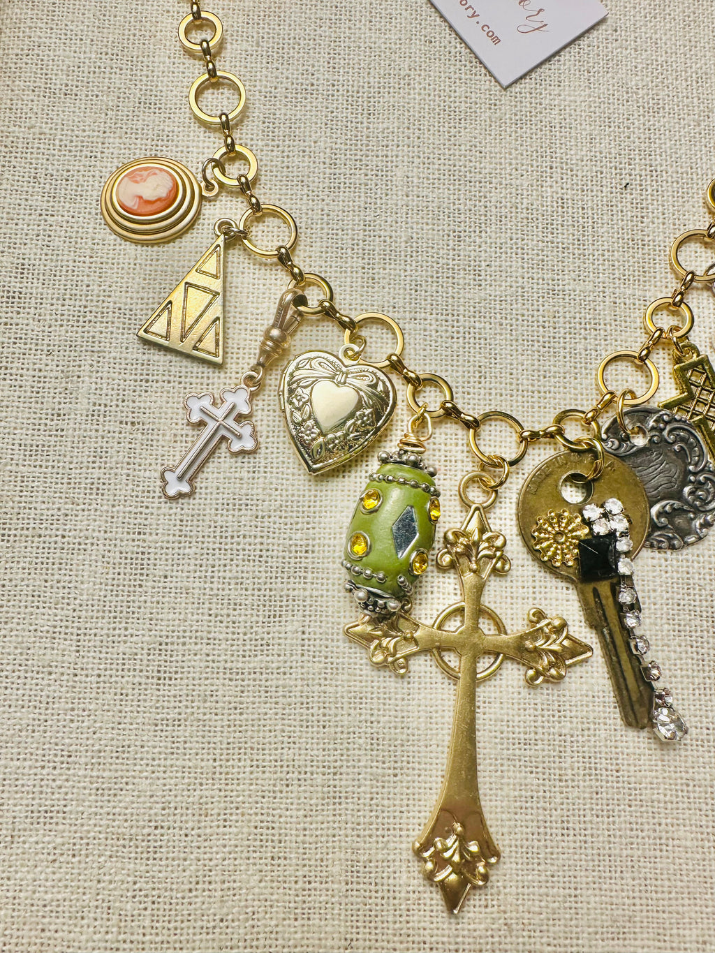 OOAK Cross & Key Charm Necklace