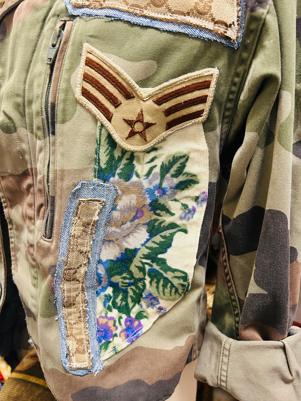 OOAK Vintage Military Scarf/Remix Jacket