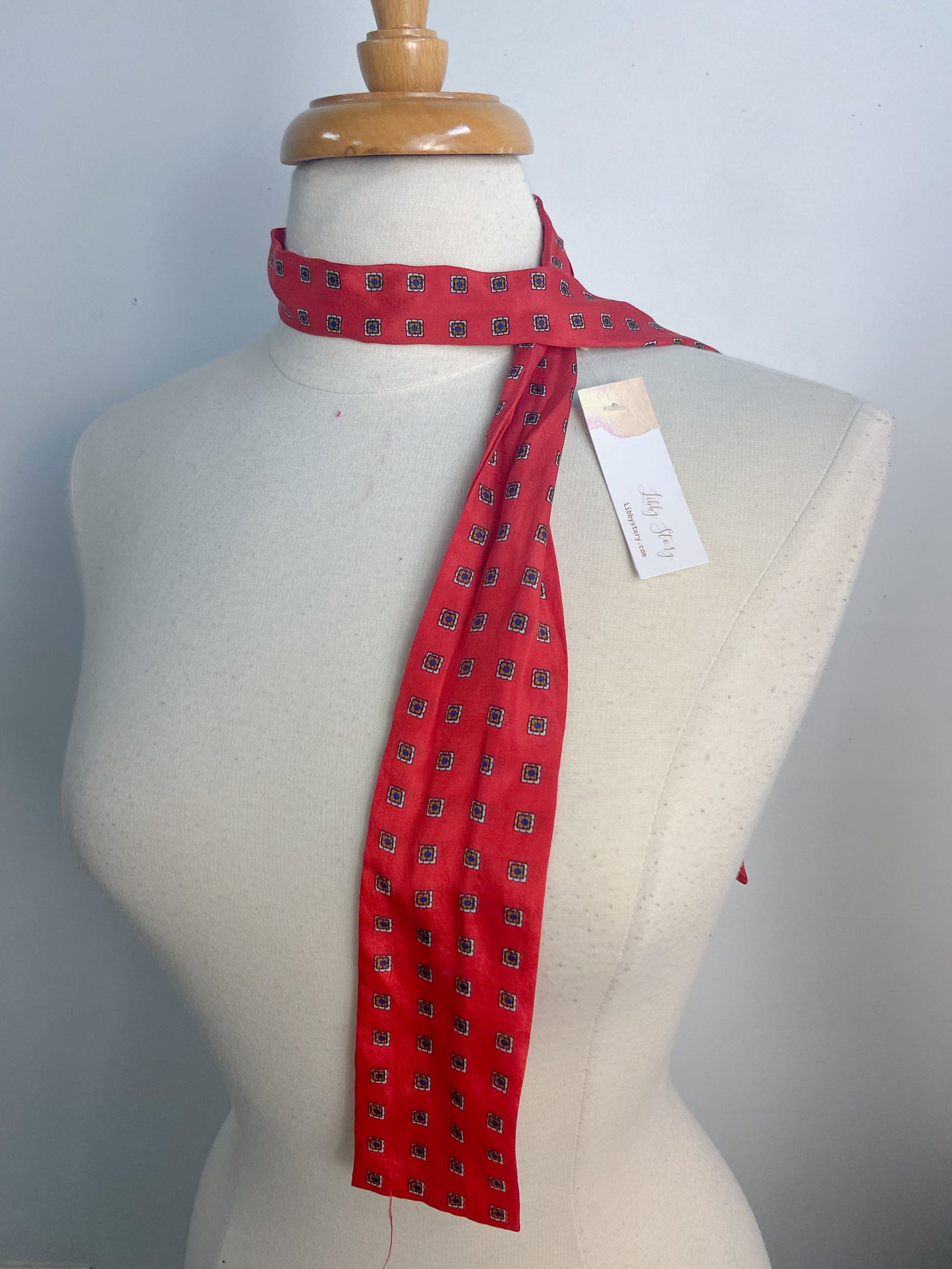 OOAK Vintage 100% Silk Ban and Bean Thin Scarf