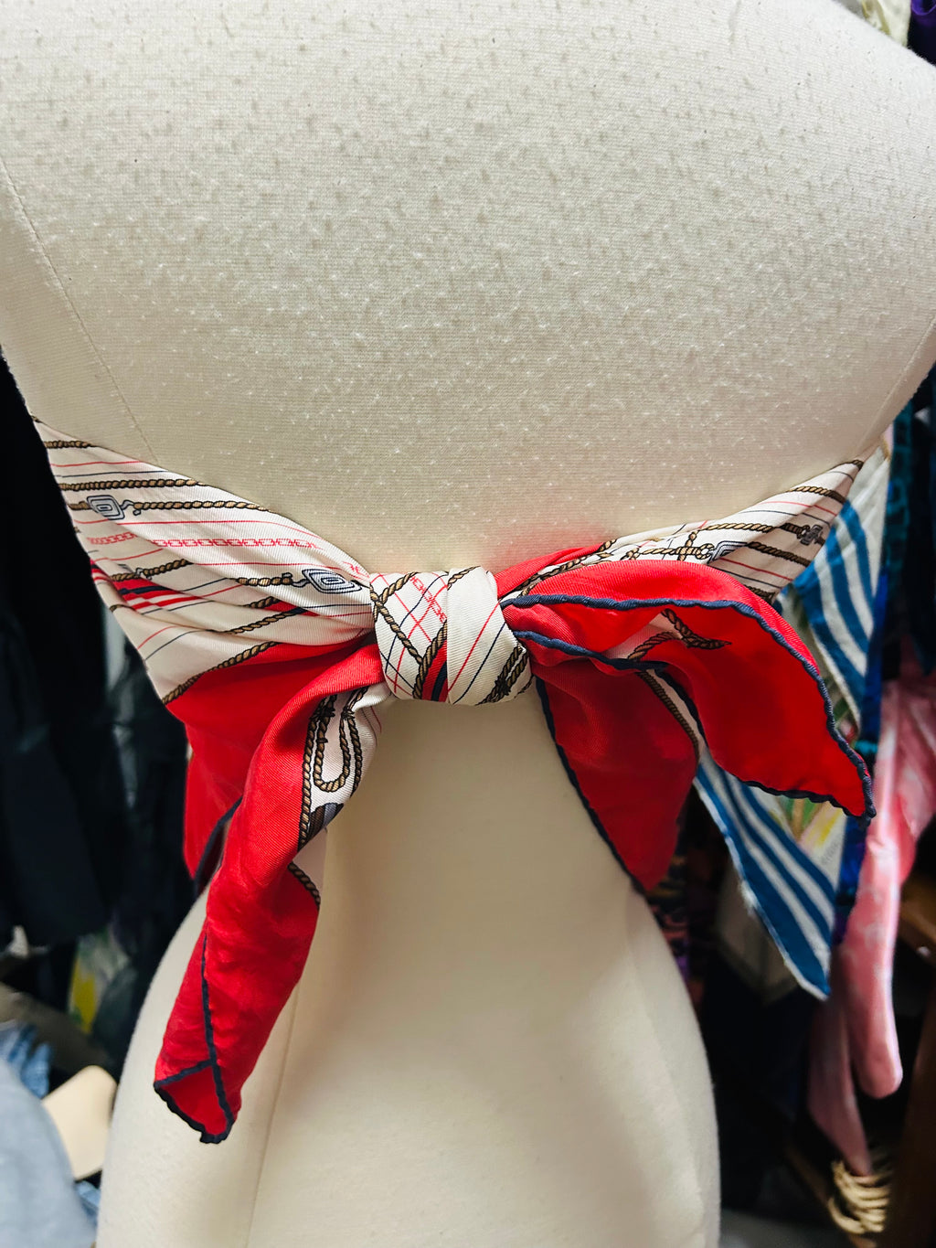 OOAK Upcycled VIntage Rope Print Celine Silk Scarf Poncho