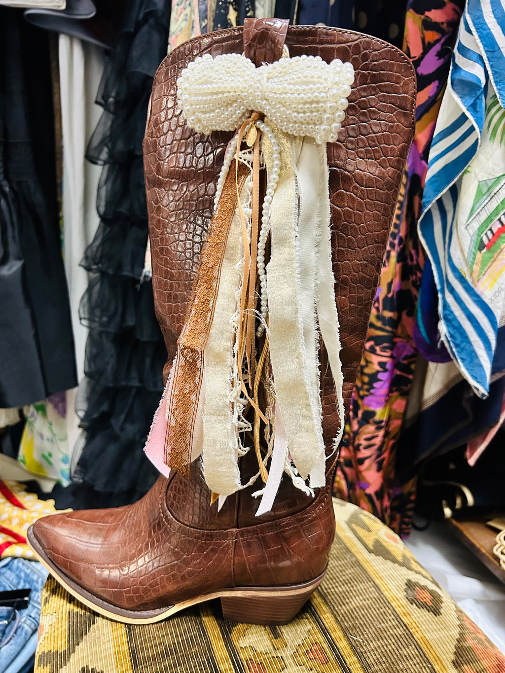 OOAK Pearl Bow Purse/Boot Charm