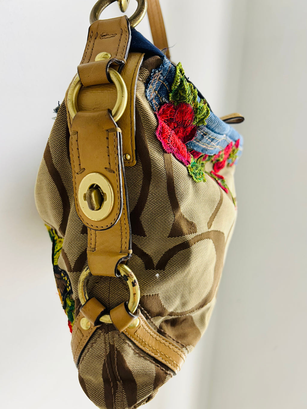 OOAK Vintage Coach & Floral Tiger Tie Bag