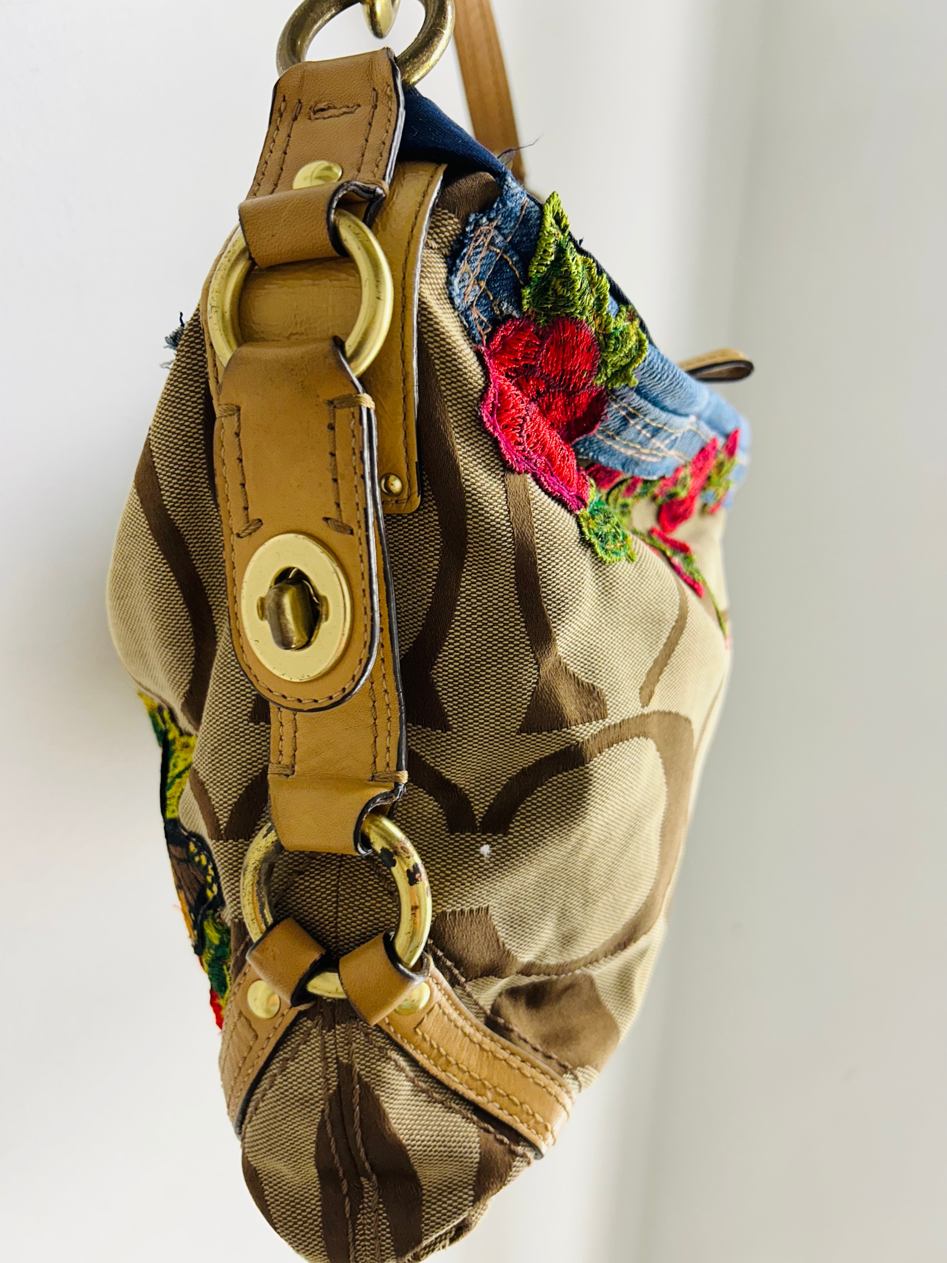 OOAK Vintage Coach & Floral Tiger Tie Bag