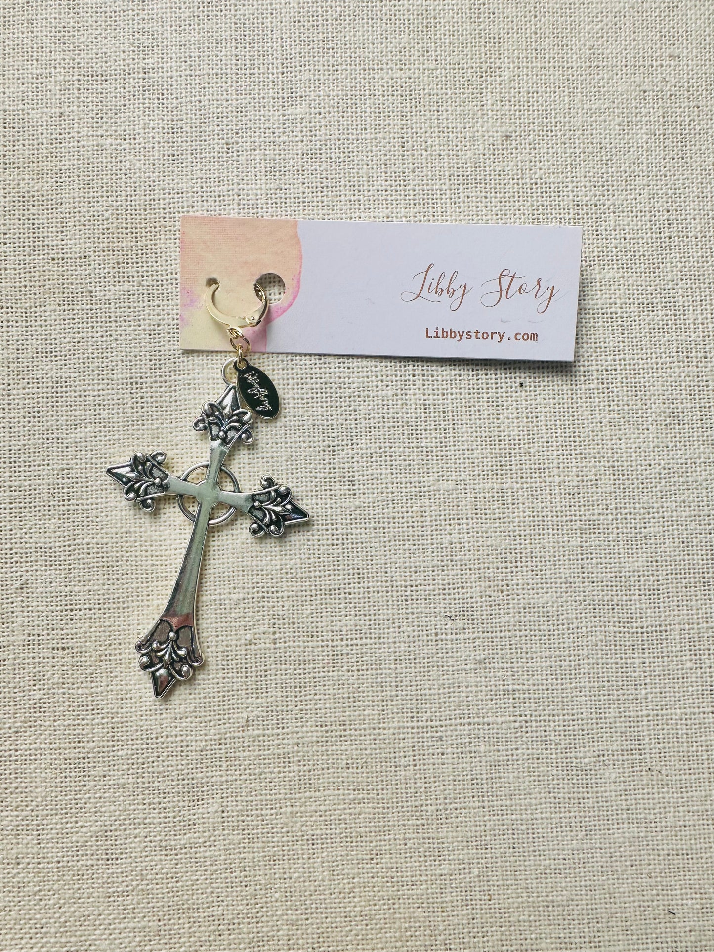 Large Silver Cross clip-on Charm