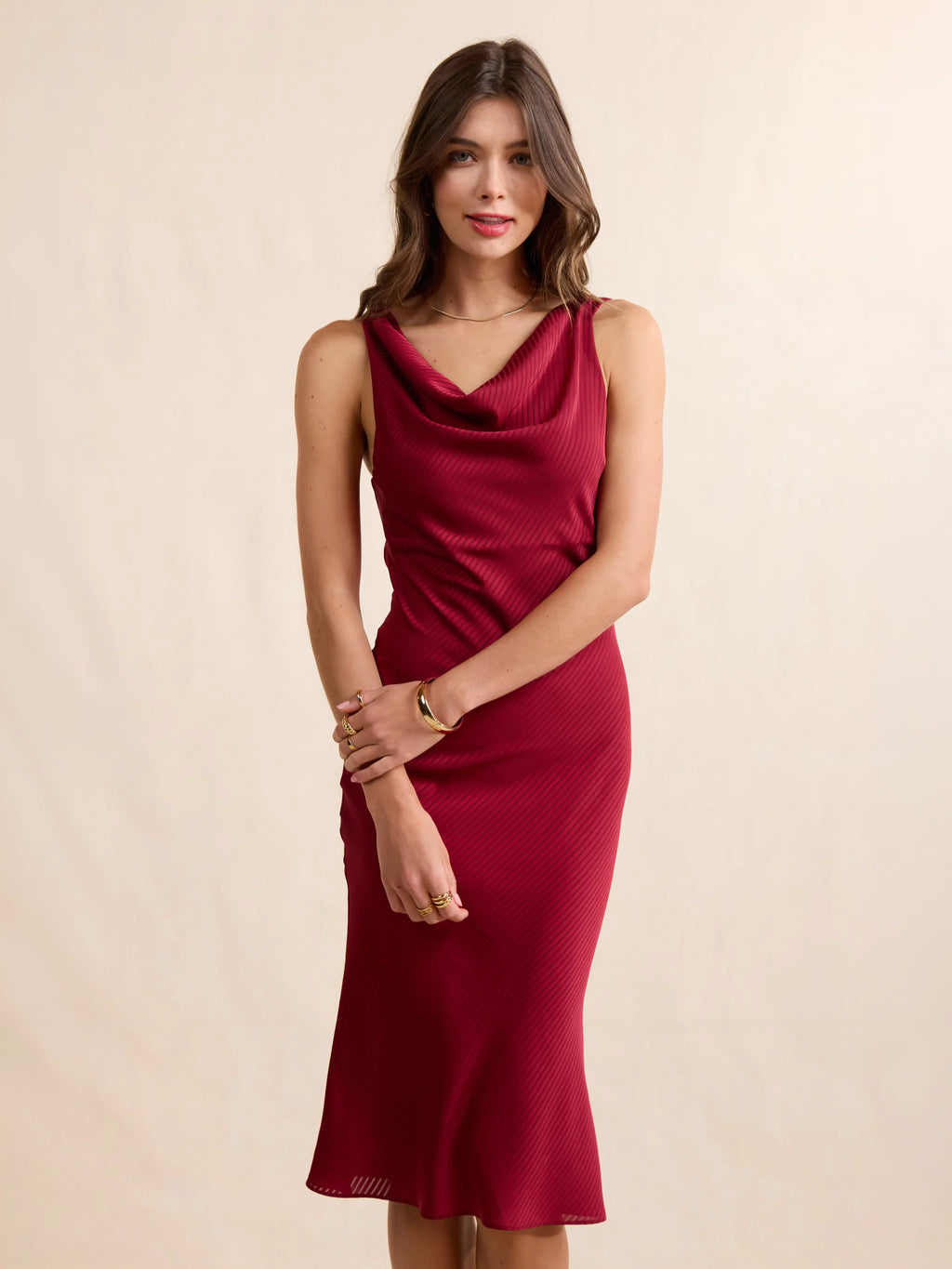 Sadie & Sage Inner Circle Cowl Neck Midi Dress