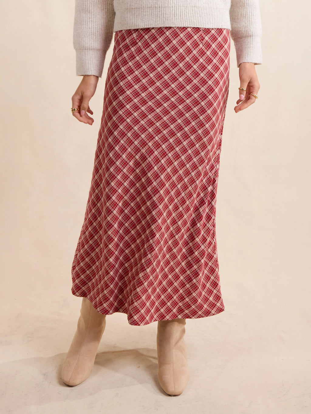 Sadie & Sage The Hostess Plaid Midi Skirt