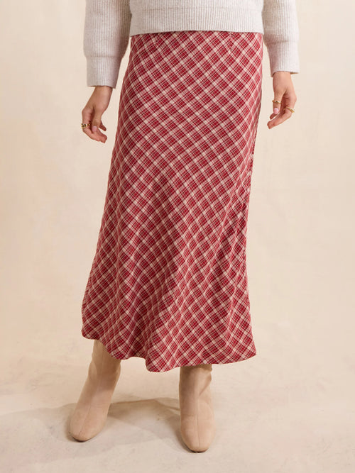 Sadie & Sage The Hostess Plaid Midi Skirt