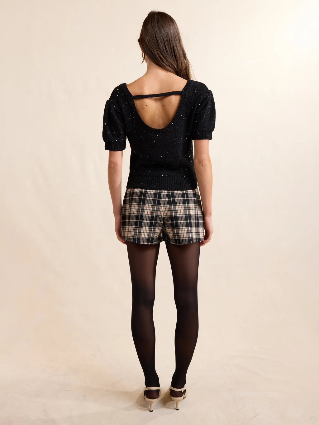 Sadie & Sage Served Up Stretch Plaid Shortd