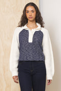 Vintage Havana Mixed Knit Collared Sweater
