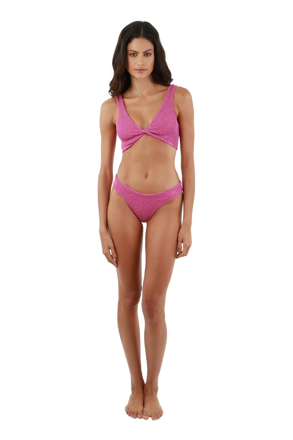 Malai Textured Sparkling Easy Pink Neo Paramount Bikini Bottom