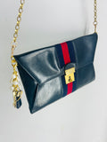 OOAK Navy/Red Vintage Gucci Clutch w/ Lock and Keys