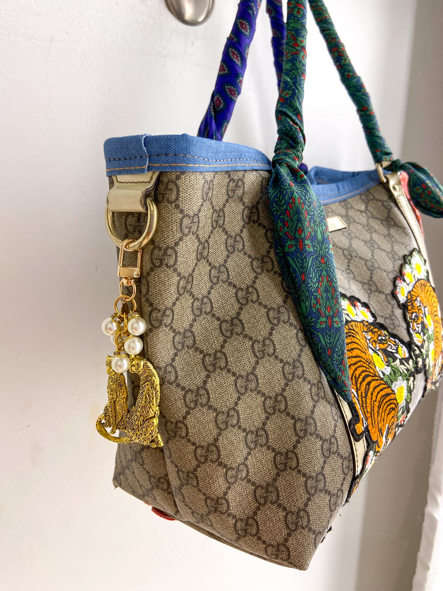 OOAK VINTAGE GUCCI PURSE WITH FLORAL TIGERS