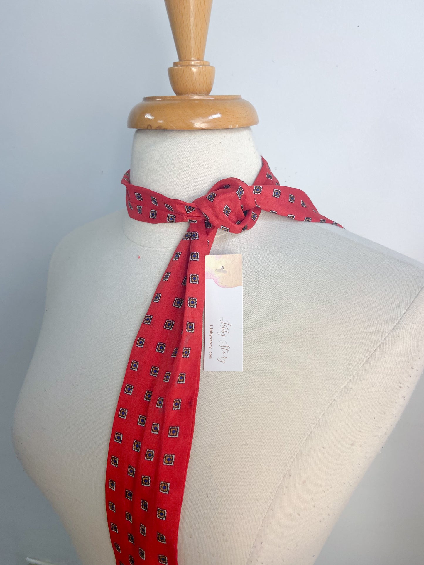 OOAK Vintage 100% Silk Ban and Bean Thin Scarf