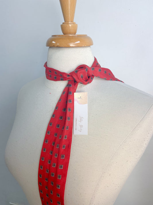 OOAK Vintage 100% Silk Ban and Bean Thin Scarf