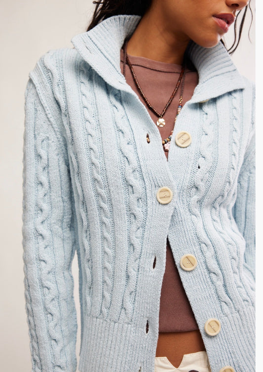 FREE PEOPLE CABLE COLLAR CARDI
