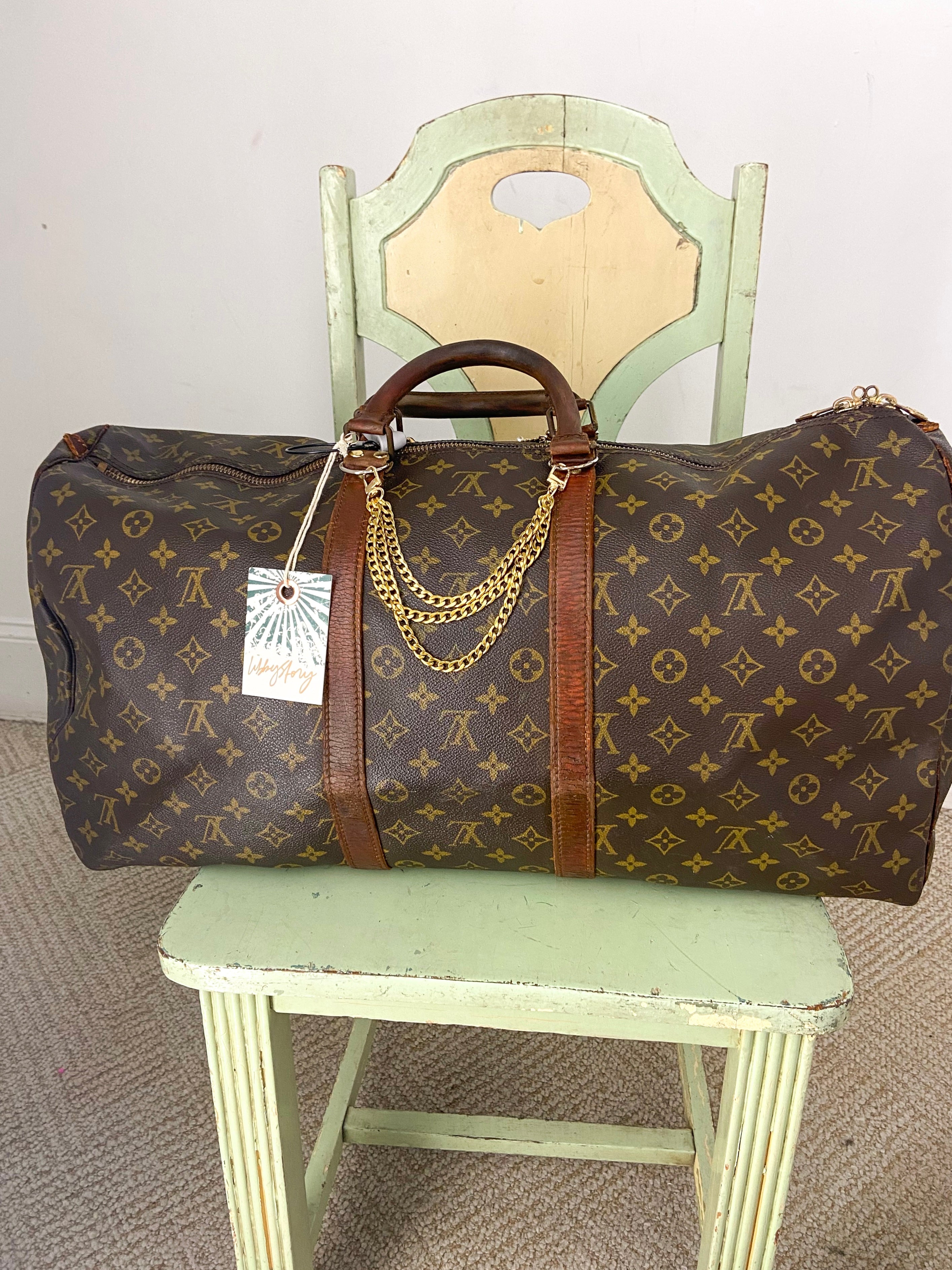 OOAK VINTAGE LV UPCYLED LARGE DUFFLE BAG