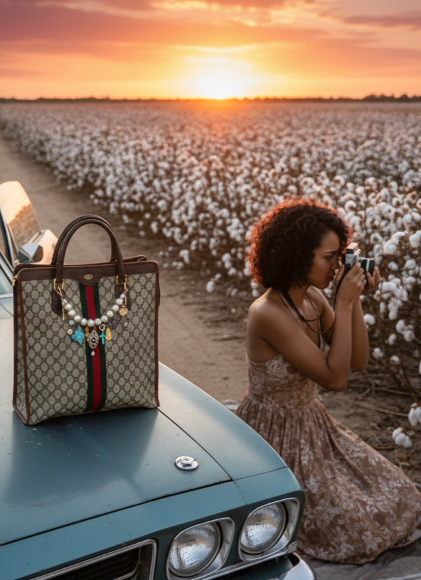 OOAK Authentic Vintage Tall Gucci Bag with Semi Precious Stones