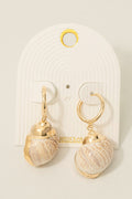Metallic Accented Sea Snail Shell Charm Hoop Earrings