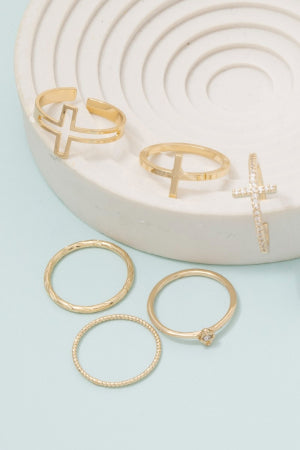 Six Piece Assorted Cross Rings Set