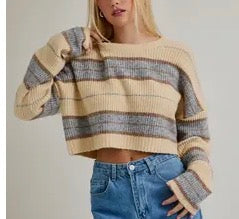 Striped Oversized Cropped Sweater