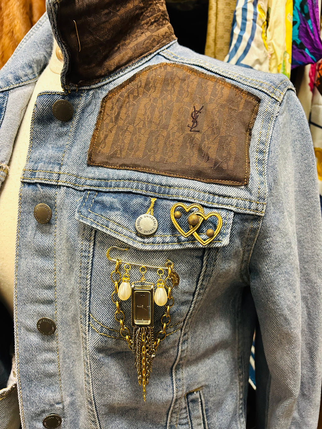 OOAK YSL Scarf Denim Jacket
