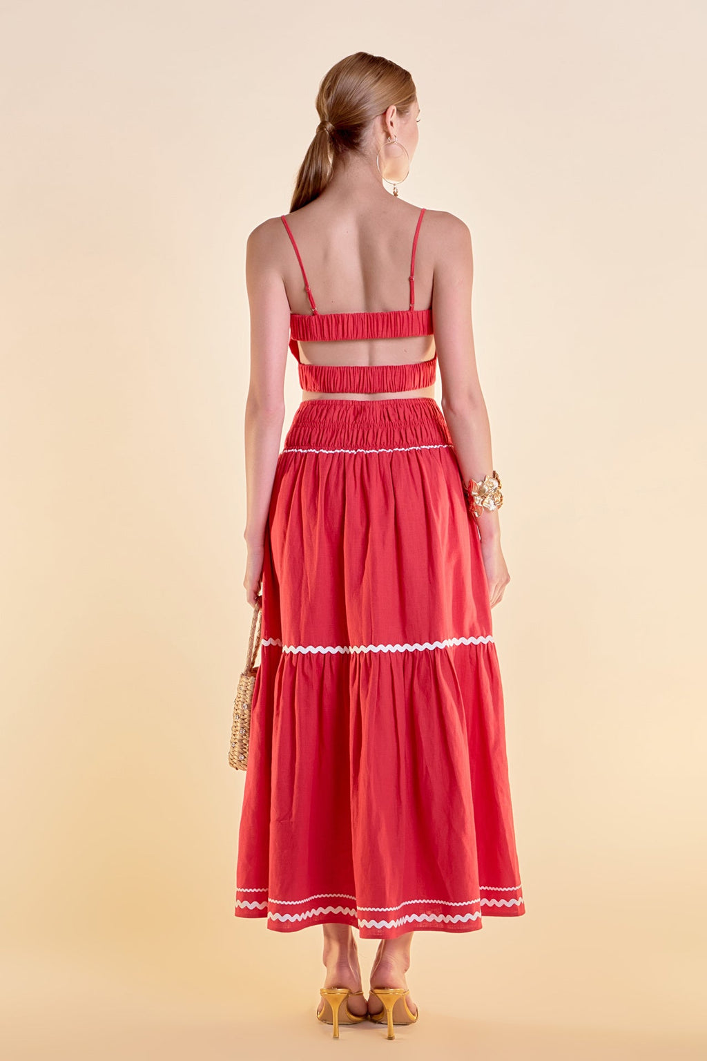 Linen Maxi Skirt with Ric Rac Trim