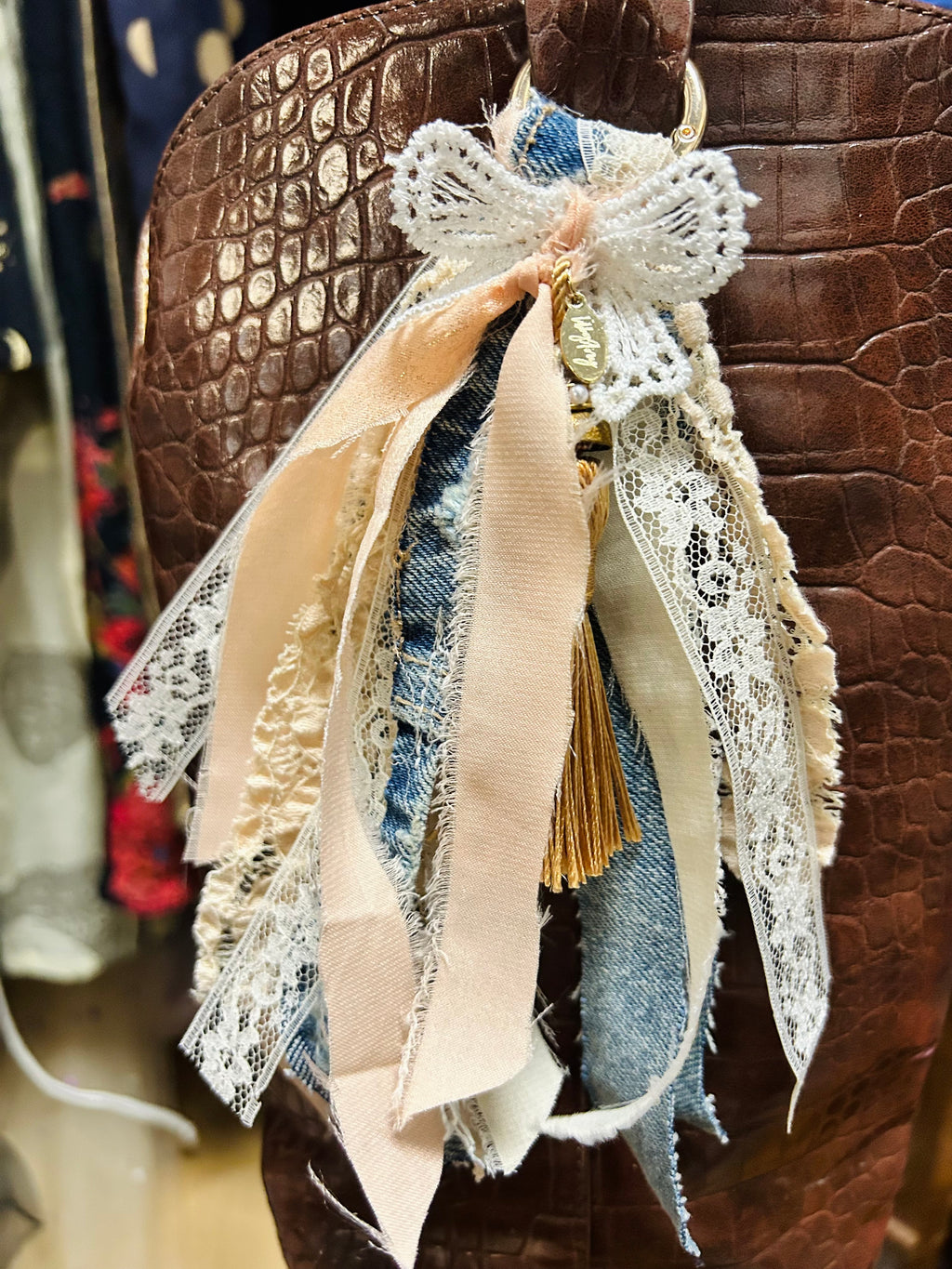 OOAK Denim & Tassel Bag/Boot Charm