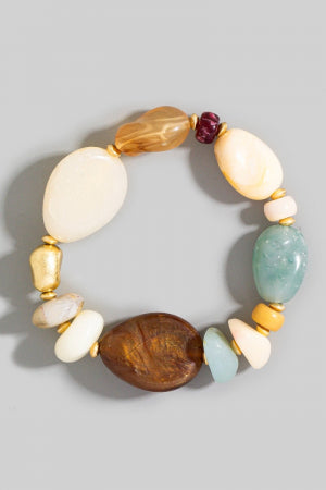 Mixed Irregular Marble Resin Disc Beaded Toggle Bracelet