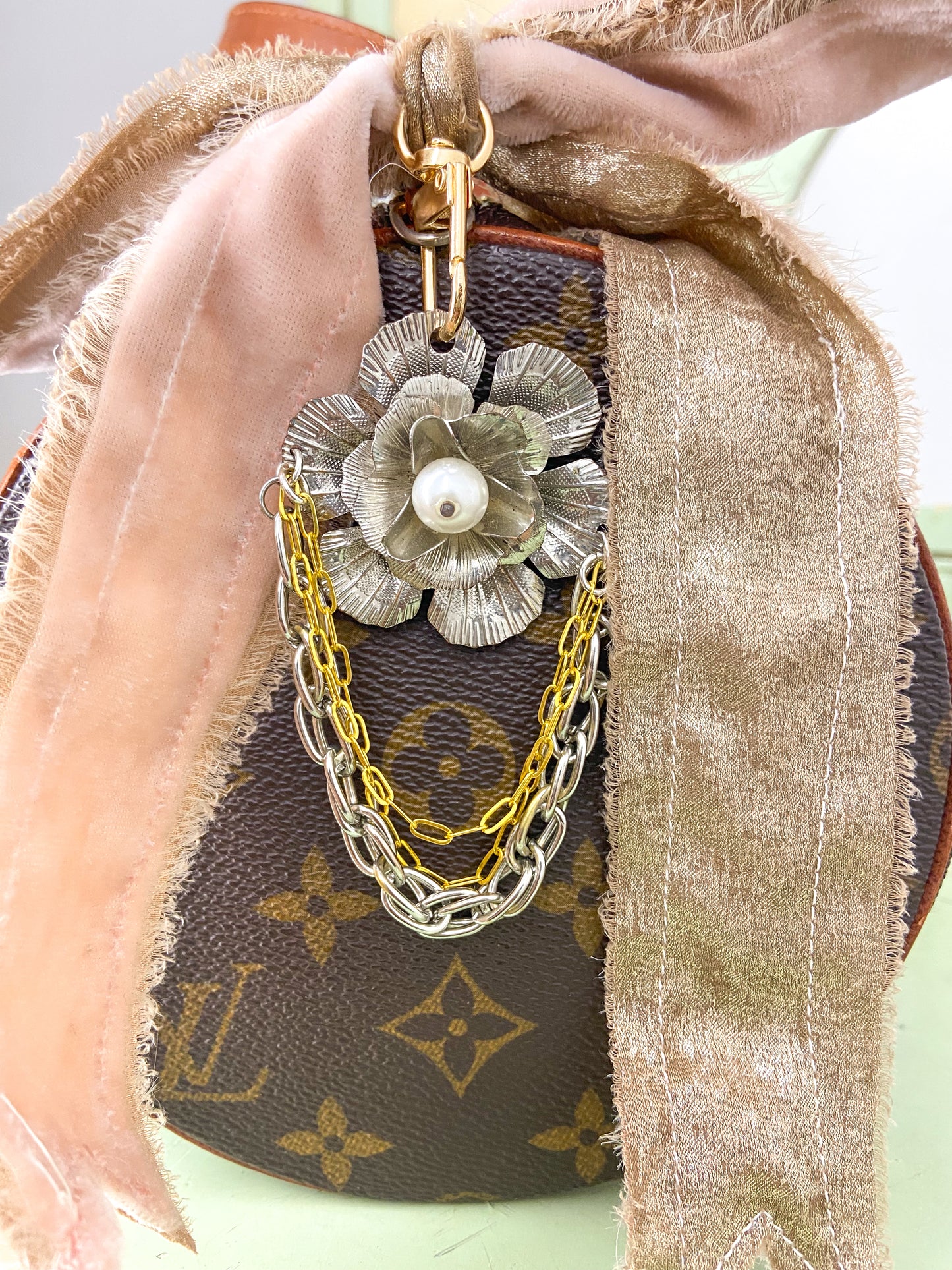 OOAK Authentic Vintage LV Papillon 30 Purse with Charms