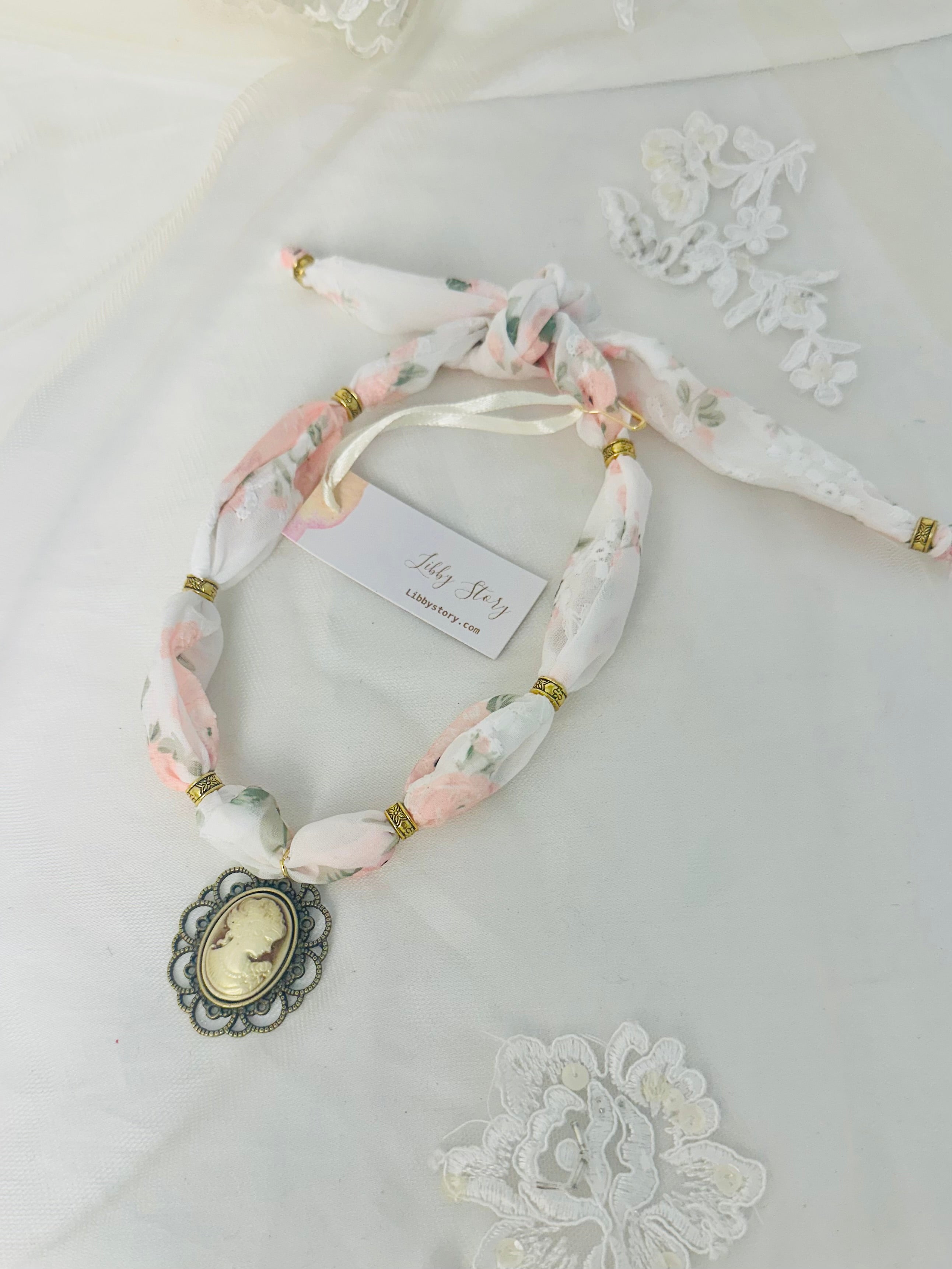 OOAK Vintage Handmade Risen Cameo Pendant Necklace