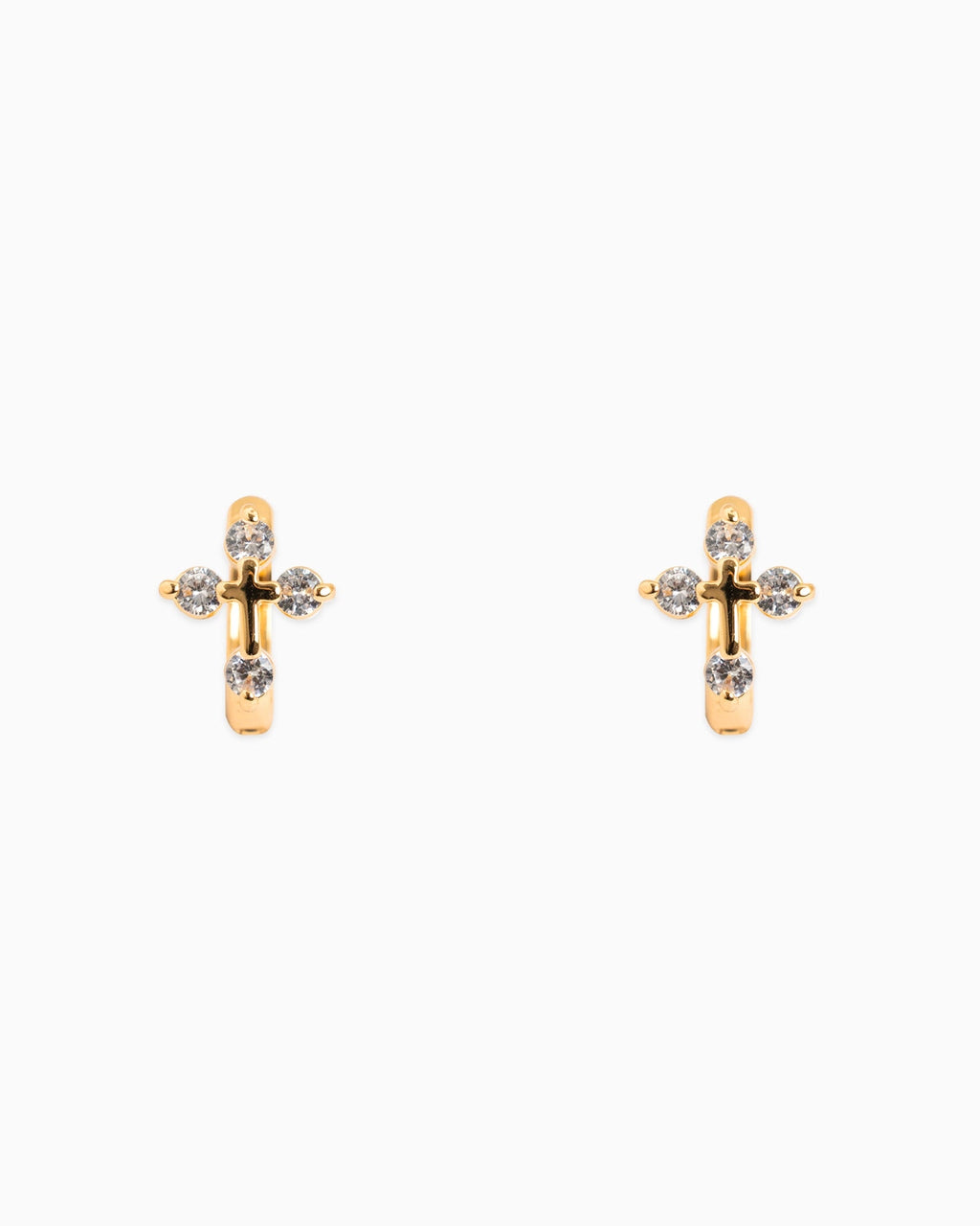 Cross Huggie Hoop Earrings
