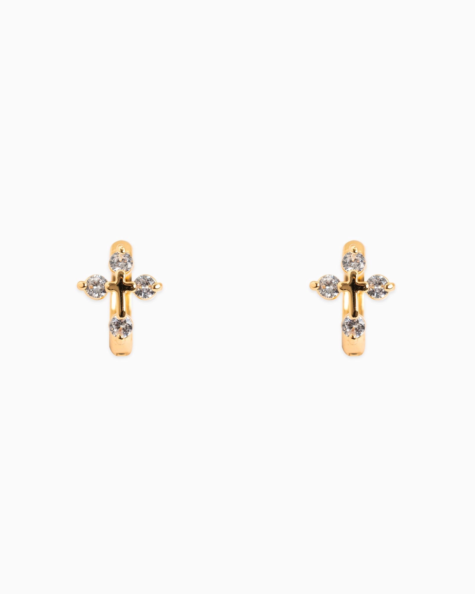 Cross Huggie Hoop Earrings