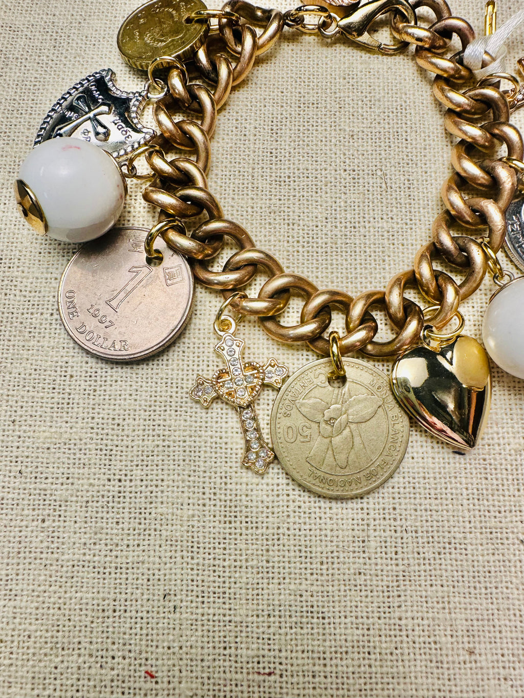 Uocycled OOAK Vintage Charm Bracelet