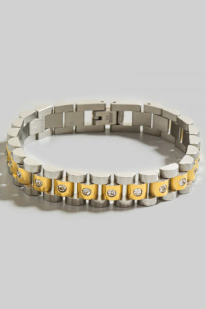 Stainless Steel Studded Watch Chain Bracelet