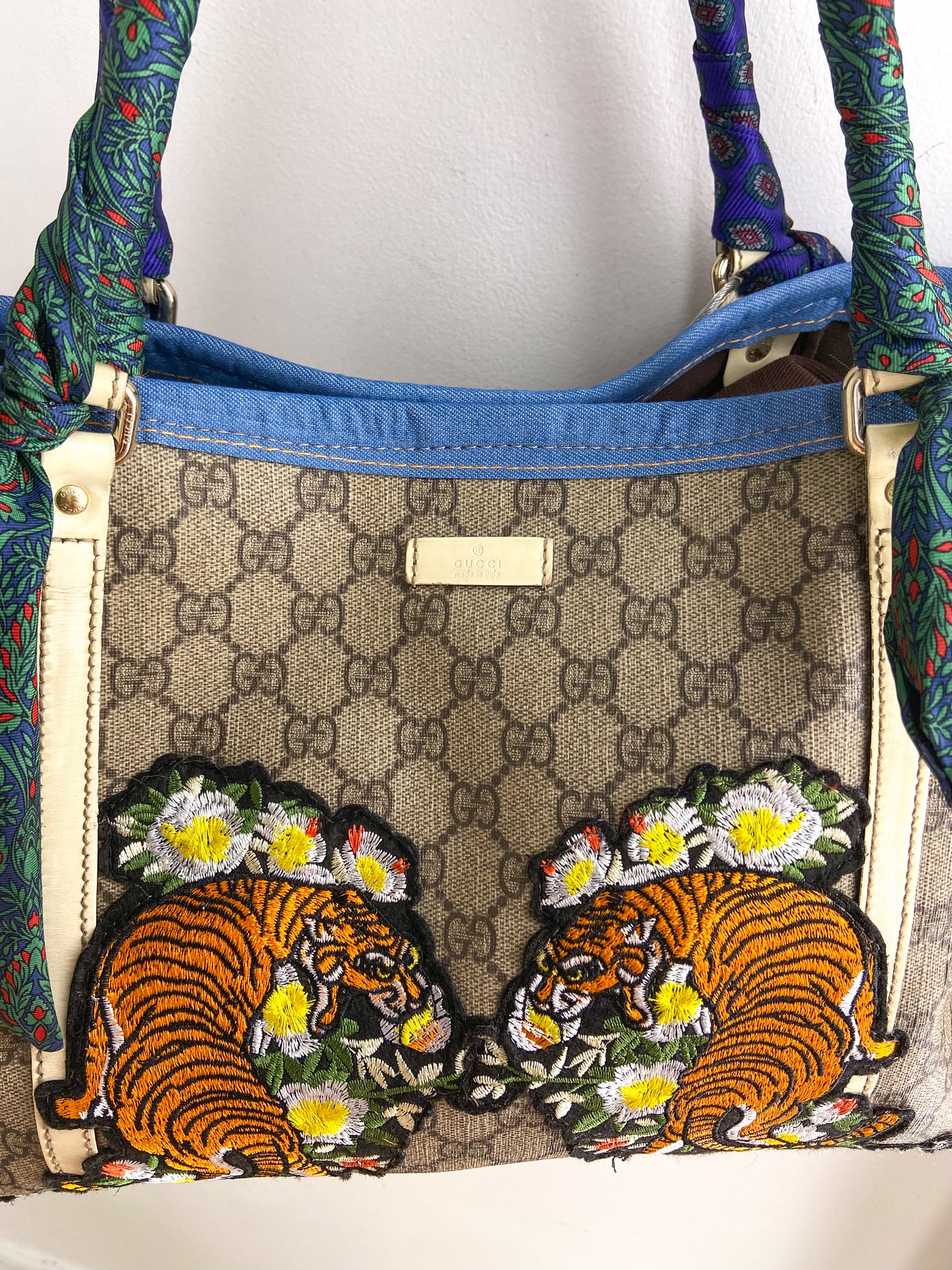 OOAK VINTAGE GUCCI PURSE WITH FLORAL TIGERS