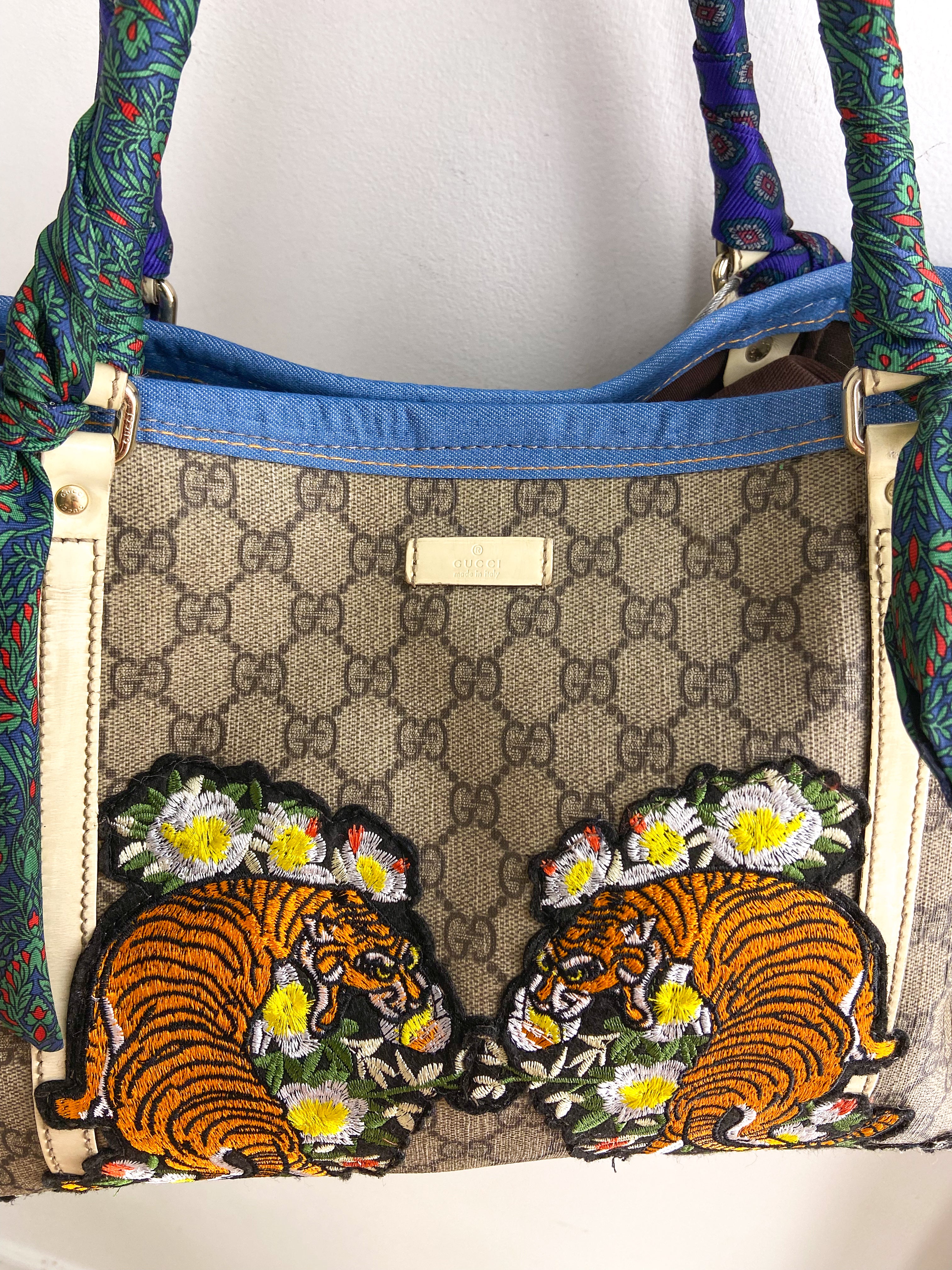 OOAK VINTAGE GUCCI PURSE WITH FLORAL TIGERS